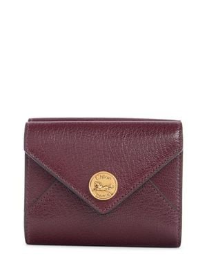 Chloé Leather Envelope Trifold Wallet - Purple