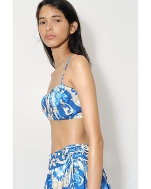 H&M Gathered Poplin Crop Top - Blue
