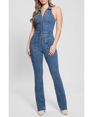Guess Mia Denim Halter Jumpsuit - Blue