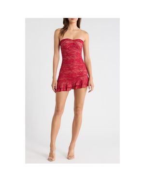 Princess Polly Hailees Strapless Lace Minidress - Red