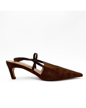 Amie Rafa Connie Slingback Suede Heels - Brown