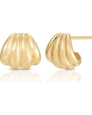 EF Collection Jumbo Grooved Huggie Hoop Earrings - Metallic
