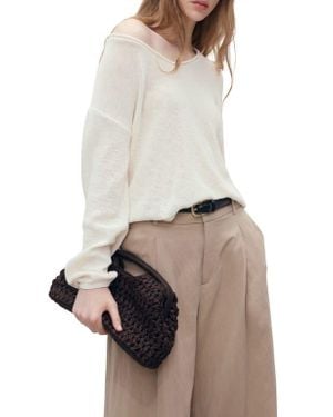 Mango V-Neck Sweater - White