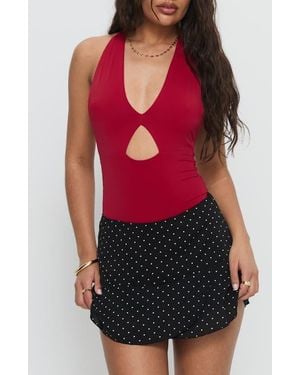 Princess Polly Sonsie Polka Dot Crossover Hem Miniskirt - Red