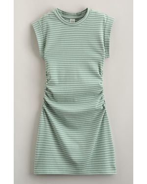 Treasure & Bond Kids' Shirred Rib T-Shirt Dress - Green