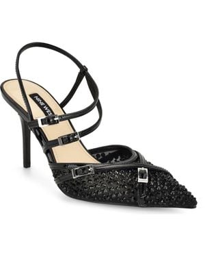 Nine West Pertee Crystal Embellished Ankle Strap Pump - Black