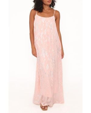 Petal & Pup Lumina Metallic Jacquard Maxi Dress - Pink