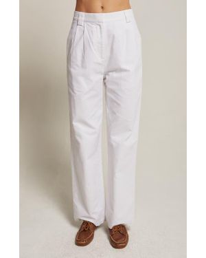 Crescent Straight Leg Linen Pants - White