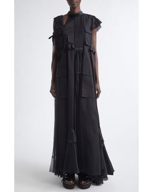 Sacai Mixed Media Maxi Dress - Black