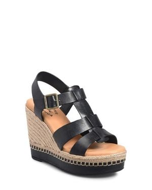 Kork-Ease Rayleigh Espadrille Slingback Platform Wedge Sandal - Black