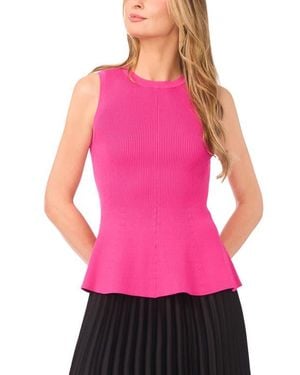 Halogen® Sleeveless Peplum Rib Top - Pink