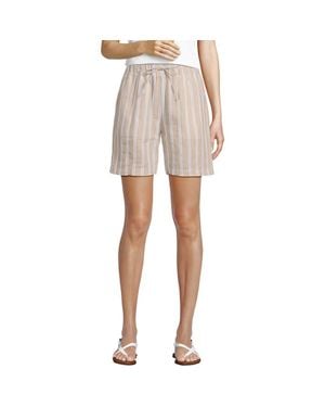 Lands' End Linen High Rise Pull On 7 Shorts - Multicolor