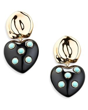 Lizzie Fortunato Amore Heart Drop Earrings - Metallic