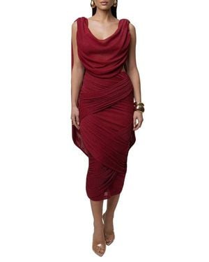 JLUXLABEL Divine Drape Skirt Set - Red