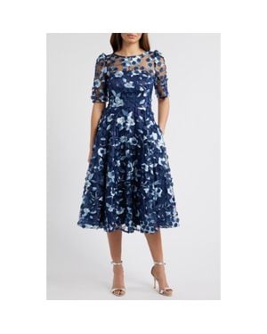 Eliza J Floral Embroidered Cocktail Dress in Blue | Lyst