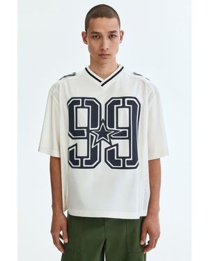 H&M Loose Fit Printed Mesh T-Shirt - Gray