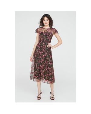 THEIA Mariah Beaded Cocktail Dress - Brown
