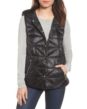 Bernardo Reversible Hooded Down & Primaloft Vest - Black