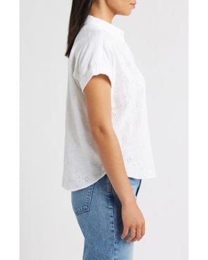 Beach Lunch Lounge Noa Embroidered Cotton Blend Button-Up Top - Blue