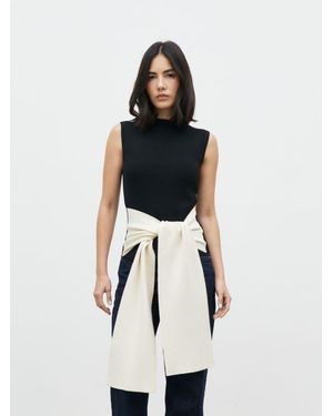 Pretty Lavish Audrey Waist Tie Sleeveless Knit Top - White