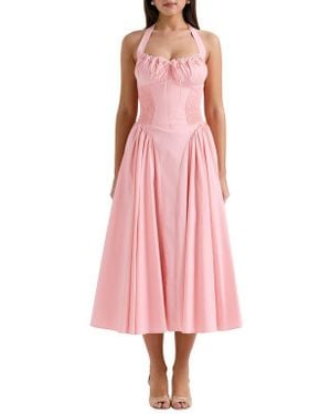 House Of Cb Adabella Floral Pleated Halter Sundress - Pink