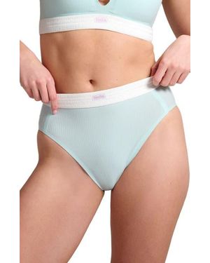 Siella Organic Cotton Rib High Waist Brief - Blue