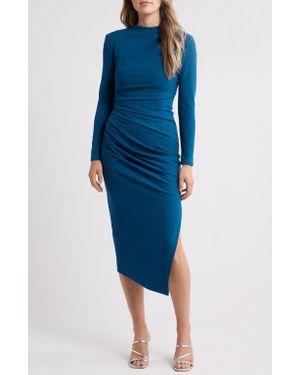 NIKKI LUND Stacey Long Sleeve Midi Dress - Blue