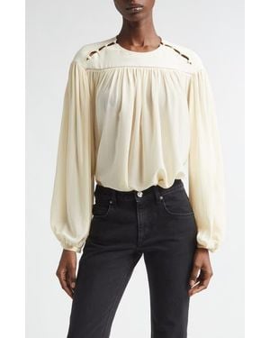 Isabel Marant Nuna Beaded Silk Georgette Top - Blue