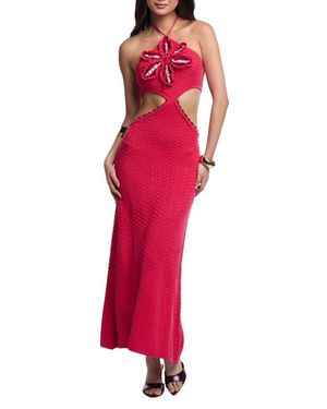 CAPITTANA Carla Crochet Flower Cover-Up Dress - Red
