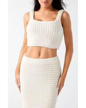 Guess Remi Square Neck Cropped Sweater Tank - White