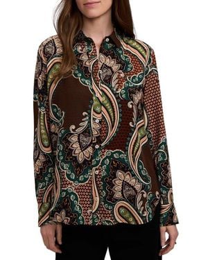 Foxcroft Meghan Paisley Print Button-Up Shirt - Black