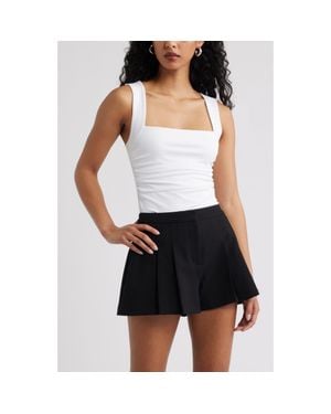 Open Edit Ruched Square Neck Tank - White