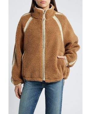 UGG Nikia Open Stitch Detail Uggfluff Fleece Jacket - Brown
