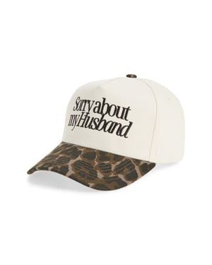 KenzKustomz Sorry About My Husband Canvas Snapback Baseball Cap - White