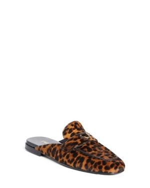 Prada Logo Genuine Calf Hair Mule - Brown