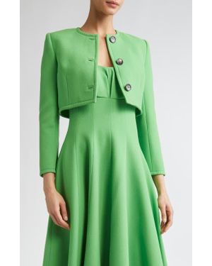 Emilia Wickstead Lizette Crop Wool Jacket - Green