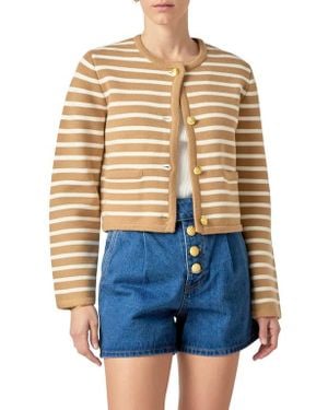 English Factory Stripe Cardigan - Blue