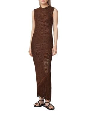 AllSaints Jessie Sleeveless Fringe Trim Dress - Brown