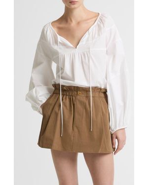 Vince Tie Neck Poplin Top - White