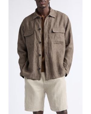 Sunspel Linen Overshirt - Brown