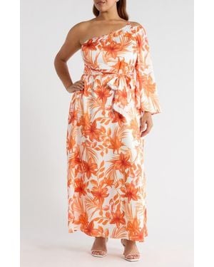 Sugarlips Nerola One-Shoulder Long Sleeve Maxi Dress - Orange