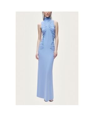 Nocturne Sleeveless Ruched Maxi Dress - Blue