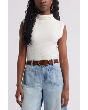 Treasure & Bond Crinkle Mock Neck Top - Blue