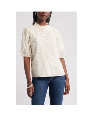 Treasure & Bond Lace Trim Cotton Broderie Anglaisetop - White