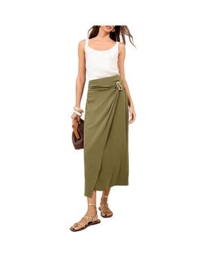 Lipsy Faux Wrap Midi Skirt - Green