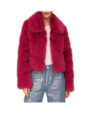 Avec Les Filles Faux Fur Crop Jacket - Red
