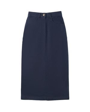 Ulla Maija Maxi Fly Front Straight Pocket Skirt - Blue