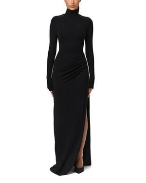 Naked Wardrobe Butter Turtleneck Long Sleeve Maxi Dress - Black