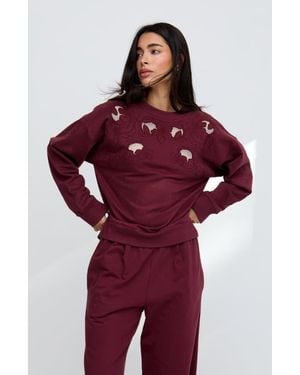 Raffya Lily-Anne Long Sleeves Cut Out Embroidered Sweatshirt