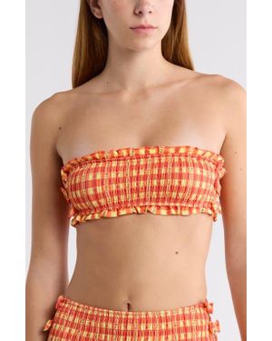Damson Madder Jezebel Smocked Bikini Top - Orange